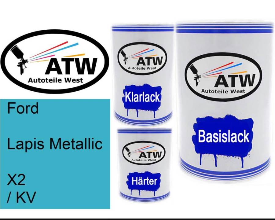 Ford, Lapis Metallic, X2 / KV: 500ml Lackdose + 500ml Klarlack + 250ml Härter - Set, von ATW Autoteile West.